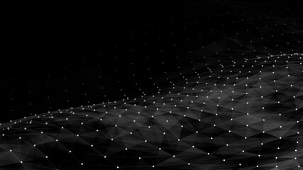 Vector polygonal space with dots and lines. Triangular structure. Background concept for your design. 3d