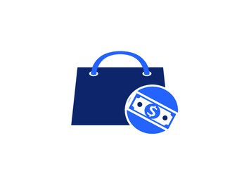 Bag with dollar sign symbol logo