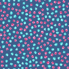 Seamless ditsy pattern in small cute wild flowers. Simple bouquets. Liberty style millefleurs. Floral background for textile, wallpaper, pattern fills, covers, surface, print, wrap, scrapbooking, deco
