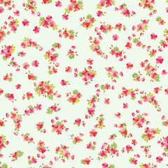 Seamless ditsy pattern in small cute wild flowers. Simple bouquets. Liberty style millefleurs. Floral background for textile, wallpaper, pattern fills, covers, surface, print, wrap, scrapbooking, deco