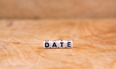 cube words on the wooden table