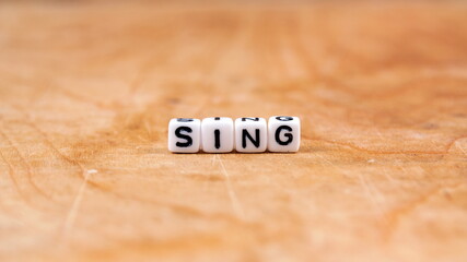 cube words on the wooden table