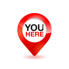 You are here pin - geo GPS location marker for ground plan, online maps - isolated vector icon