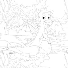 Spinosaurus Dinosaur. Dino Coloring Pages. Animal coloring book pages for Adults.