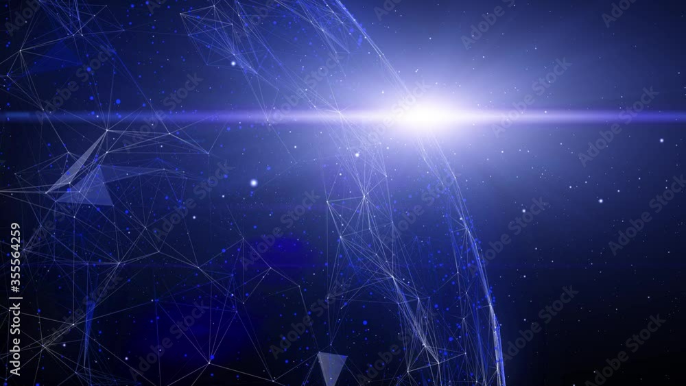 Poster futuristic artificial intelligence network with abstract shiny globe rotating.