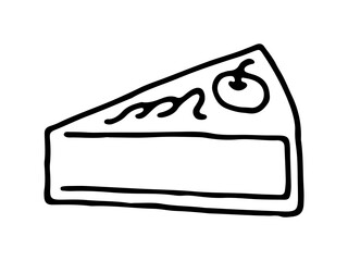 Cake outline doodle isolated illustration Dessert linear cartoon icon Sweets and candies design