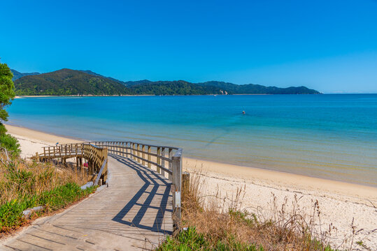 Awaroa beach at Abel Tasman national park in New Zealand