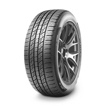 Car Tire Isolated on White Background. Car Wheel. Semi-Trailer Truck Tire. Tractor Tire. Black Rubber Truck Tire. Clipping Path