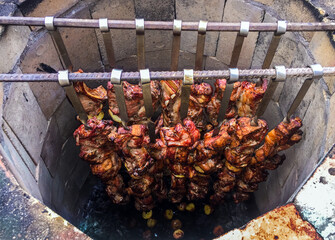 Skewers on skewers cooked in tandoor