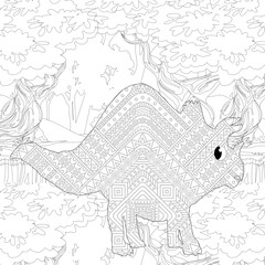 Naklejka premium Spinosaurus Dinosaur. Dino Coloring Pages. Animal coloring book pages for Adults.