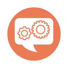 speech bubble with gears line style