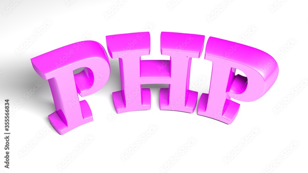 Poster php purple bent write isolated on white background - 3d rendering illustration
