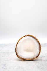 Coconut, Cracked open with white background