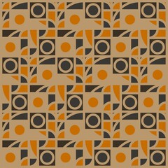 Beautiful of Colorful Square, Circle and Half Circle, Repeated, Abstract, Illustrator Pattern Wallpaper. Image for Printing on Paper, Wallpaper or Background, Covers, Fabrics