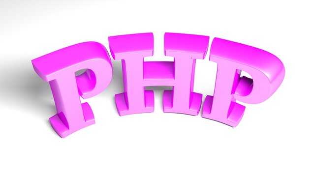 PHP purple bent write isolated on white background - 3D rendering illustration