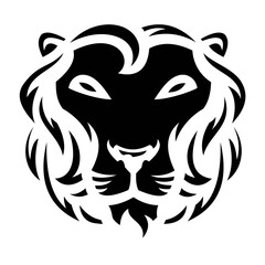 Lion Head Black and White Logo, Sign, Vector Design - Vector