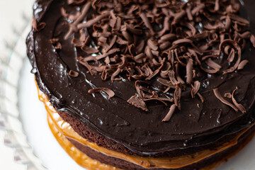 Three layer filling chocolate cake