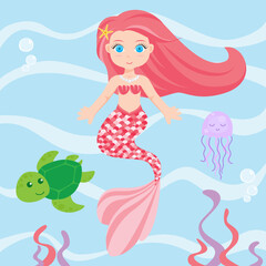 cute mermaid and her friend