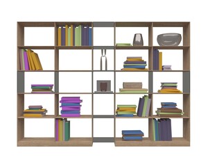 Bookcase bookshelves isolated on white 3d illustration