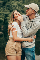 Fototapeta premium Boyfriend and girlfriend pampering each other.