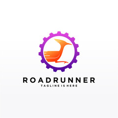 Roadrunner bird abstract minimal simple geometric logo design icon template silhouette isolated with white background