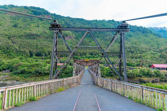 Bridge leading to Brunner Mine Historic Area in New zealand