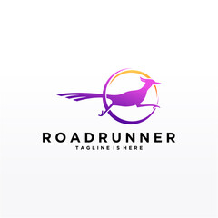 Roadrunner bird abstract minimal simple geometric logo design icon template silhouette isolated with white background