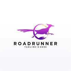 Roadrunner bird abstract minimal simple geometric logo design icon template silhouette isolated with white background