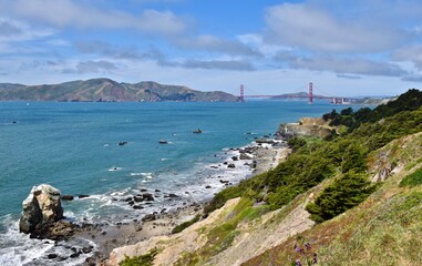 Scenic views of the Golden Gate Bridge in lovely San Francisco