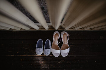 Family shoes three people