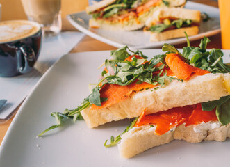 Salmon Lox and Cream Cheese on Toast with Arugla