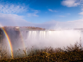 Niagara Falls with a double rainbow