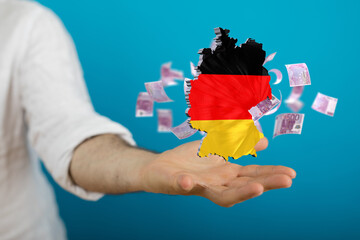 Abstract of germany map network, internet and global connection concept, Wire Frame 3D