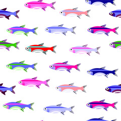 Cute Colored Fish Kids Pattern Seamless