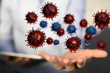 Virus abstract background. protection Genetics Bacteriological Microorganism..