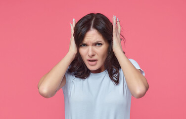 beautiful girl shows various emotions. Talented portrays the inner state and mood. The concept of advertising with free space for text