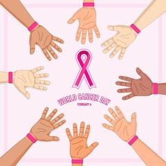 World Cancer Day. Cancer Awareness icon design for poster, banner, t-shirt.  4th February world Cancer Day vector illustration.