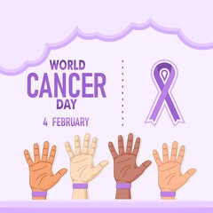 World Cancer Day. Cancer Awareness icon design for poster, banner, t-shirt.  4th February world Cancer Day vector illustration.