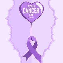 Obraz premium World Cancer Day. Cancer Awareness icon design for poster, banner, t-shirt. 4th February world Cancer Day vector illustration.