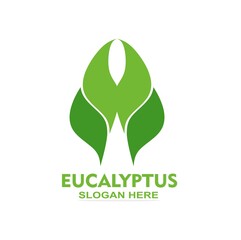 Vector illustration of eucalyptus herbal green leaf logo suitable for herbal logos, banners, poster slogans and others