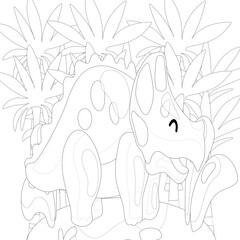 Coloring book for children with a dinosaur   in cartoon style, tyrannosaurus