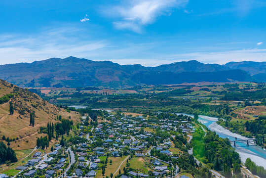 Aerial View Of Residential Houses At Queenstown, New Zealand