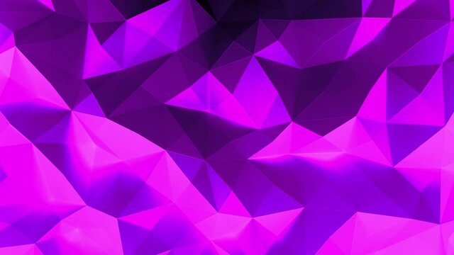 Violet low polygonal background. Loopable waving Argon geometrical surface.