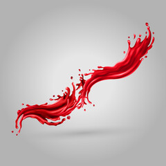 Cherry juice splashes on a gray background