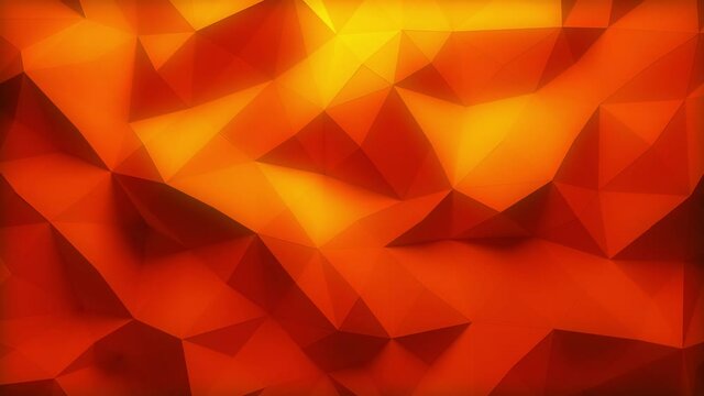 Abstract waving low polygon orange-red background with seamless loop