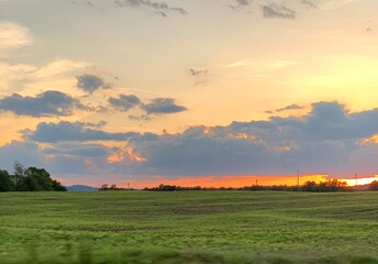 sunset over the field