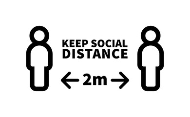 Social distancing safety measure sign. Keep your distance 2 meters away. Person standing vector icon.