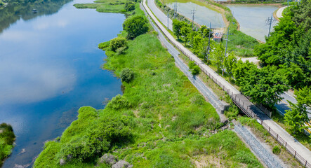 Bike trail along side river