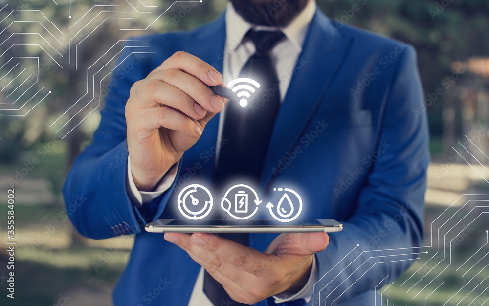 Aufkleber internet technology wireless wi fi connections and networking concept.