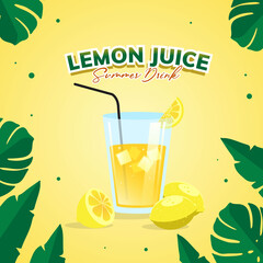 lemon juice summer drink vector